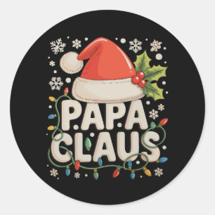 Papa Claus Christmas Lights Santa Matching Family Classic Round Sticker