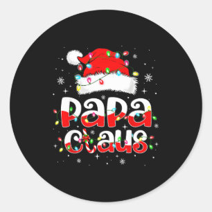 Papa Claus Funny Christmas Lights Pajama Family Ma Classic Round Sticker