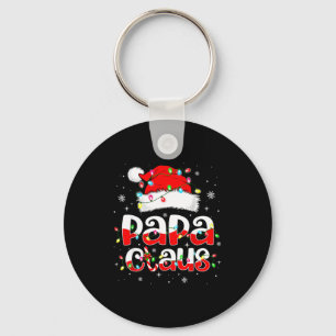 Papa Claus Funny Christmas Lights Pajama Family Ma Key Ring