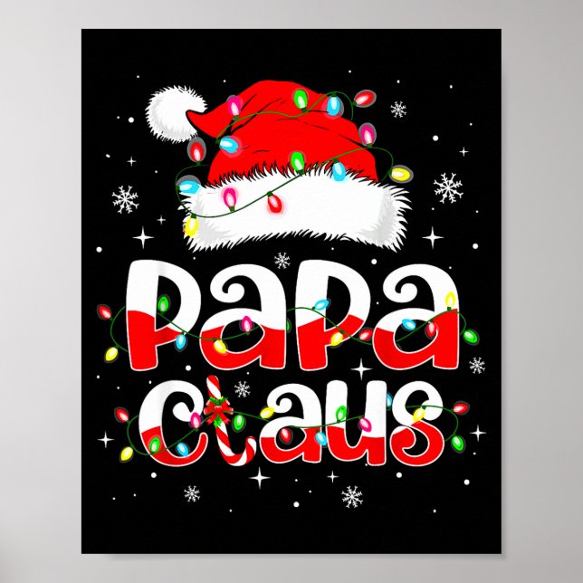Papa Claus Funny Christmas Lights Pajama Family Ma Poster (Front)