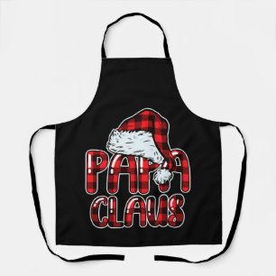 Papa Claus Santa Hat Red Buffalo Plaid Christmas Apron