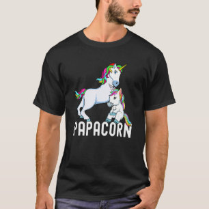 Papa Corn Unicorn Dad And Baby Rainbow Father's Da T-Shirt