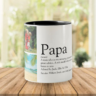 Papa Definition Quote Photo Collage Two-Tone Coffee Mug