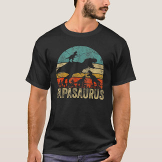 Papa Dinosaur Papasaurus 3 Two Kids Christmas Fath T-Shirt
