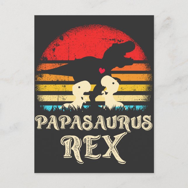 Papa Dinosaur Rex Funny Reptile Children Postcard (Front)