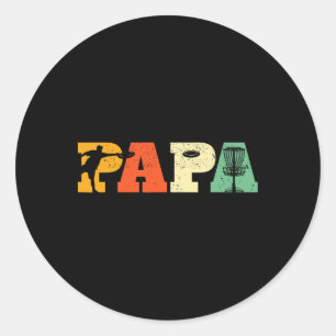 Papa Disc Golf Lover Frisbee Golfing Dad Father Sp Classic Round Sticker