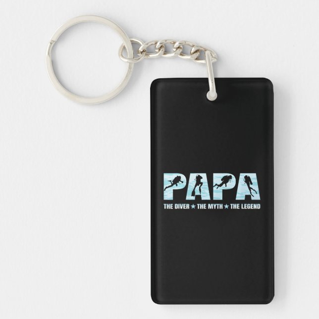 Papa Diver Myth Legend Scuba Diving Diver Dad Key Ring (Front)
