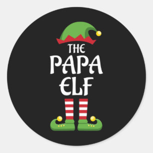 Papa elf family matching group christmas dad classic round sticker