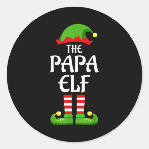 Papa Elf Family Matching Group Christmas Dad  Classic Round Sticker