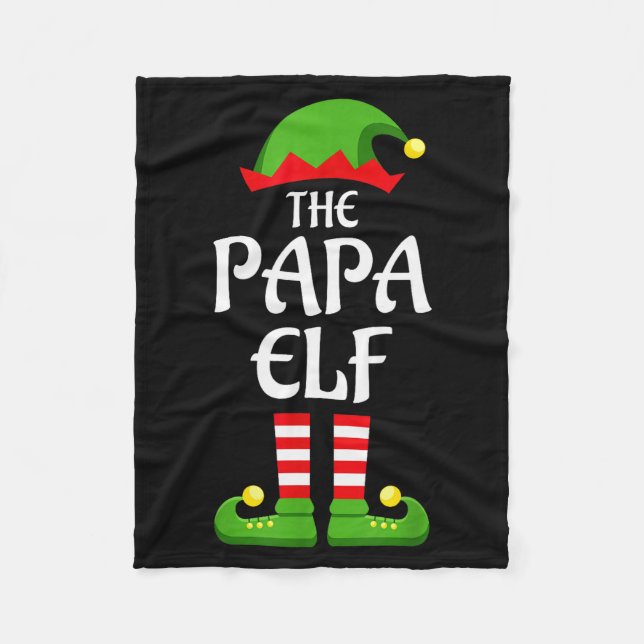 Papa Elf Family Matching Group Christmas Dad  Fleece Blanket (Front)