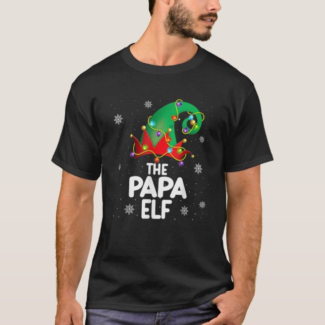 Papa Elf Matching Family Group Christmas Party  T-Shirt (Front)