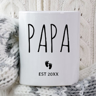 Papa Est 2025 New Dad Prospective Parent Pregnancy Coffee Mug
