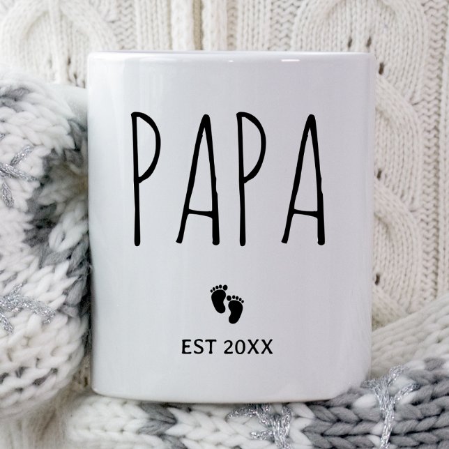 Papa Est 2025 New Dad Prospective Parent Pregnancy Coffee Mug (Creator Uploaded)
