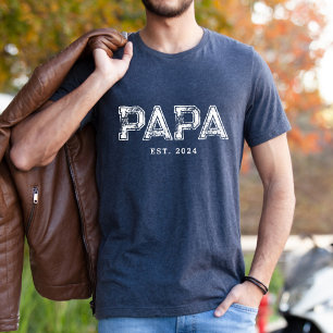 PAPA EST Custom Gift for Dad T-Shirt
