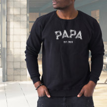 Papa Est Year Vintage Varsity Grunge Typography