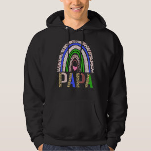 Papa Family Rainbow Leopard Graphic  Father's Day Hoodie