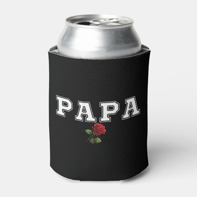 Papa Father's Day Gift Rose Design Can Cooler (Can Front)