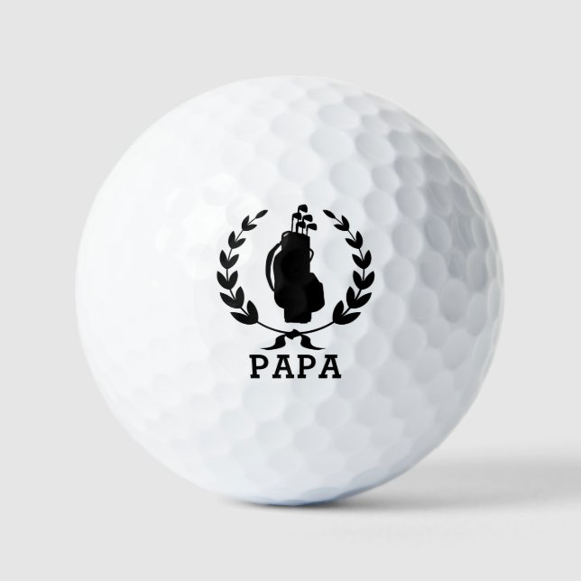 Papa Father's Day Golf Bag Wreath Personalised Golf Balls (Front)