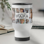 Papa Father's Day Photo Collage Travel Mug<br><div class="desc">Cute personalised grandfather photo travel coffee mug featuring 8 family pictures,  the words "we love you papa",  and the kids names.</div>