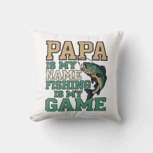 Papa Fishing Is My Game Vintage Fish Shirt Design_ Cushion