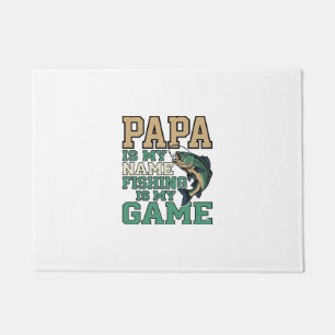 Papa Fishing Is My Game Vintage Fish Shirt Design_ Doormat