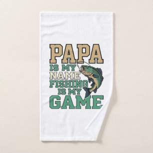 Papa Fishing Is My Game Vintage Fish Shirt Design_ Hand Towel