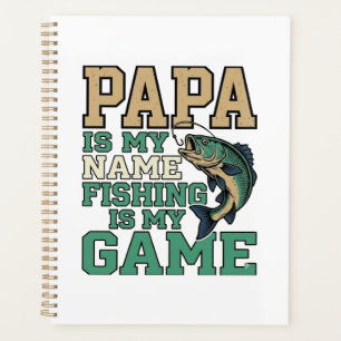 Papa Fishing Is My Game Vintage Fish Shirt Design_ Planner