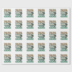Papa Fishing Is My Game Vintage Fish Shirt Design_ Wrapping Paper