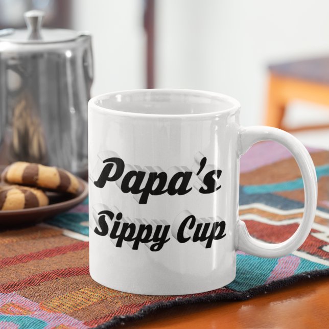 Papa funny coffee quote black half text mug (Creator Uploaded)
