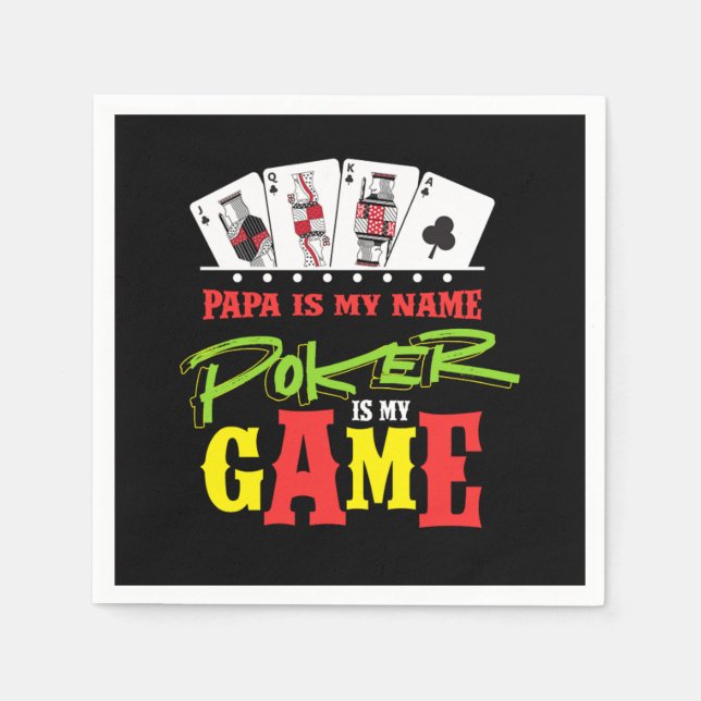 Papa Gambler Cards Player Poker Casino Dad Daddy G Napkin (Front)