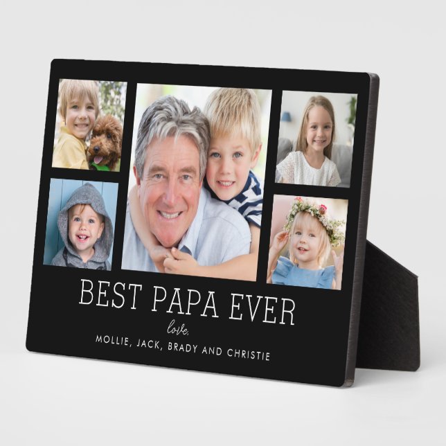 Papa Grandfather Grandchildren Photo Collage Plaque (Side)