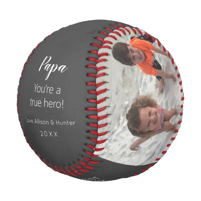 Papa Grandkids Photo Personalised Custom  Baseball (Angled)
