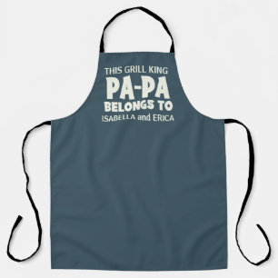 PAPA Grill King Custom Grandkids Names BBQ  Apron