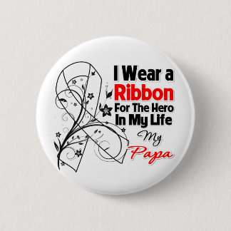 Papa Hero in My Life Lung Cancer 6 Cm Round Badge