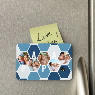 Papa Honeycomb Photo Collage 5 Photo 4 Letter Magnet