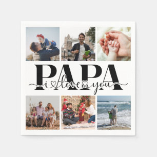 Papa I Love You Custom Photo Collage Napkin