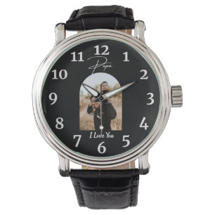 Papa I Love You Personalised Modern Photo Watch