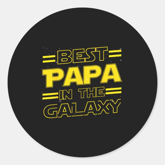 Papa In The Galaxy Funny Fathers Day Gift For Men  Classic Round Sticker (Front)