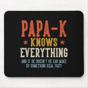 Papa-k knows everything father's day retro vintage mouse mat