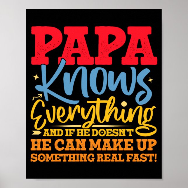 Papa Know Everything Fathers Day Cool Father Funny Poster (Front)