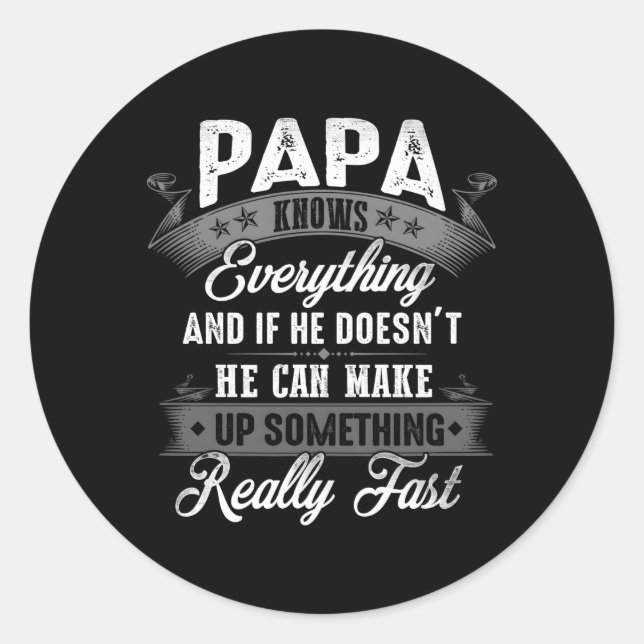 Papa Knows Everything 60Th Fathers Day Classic Round Sticker (Front)