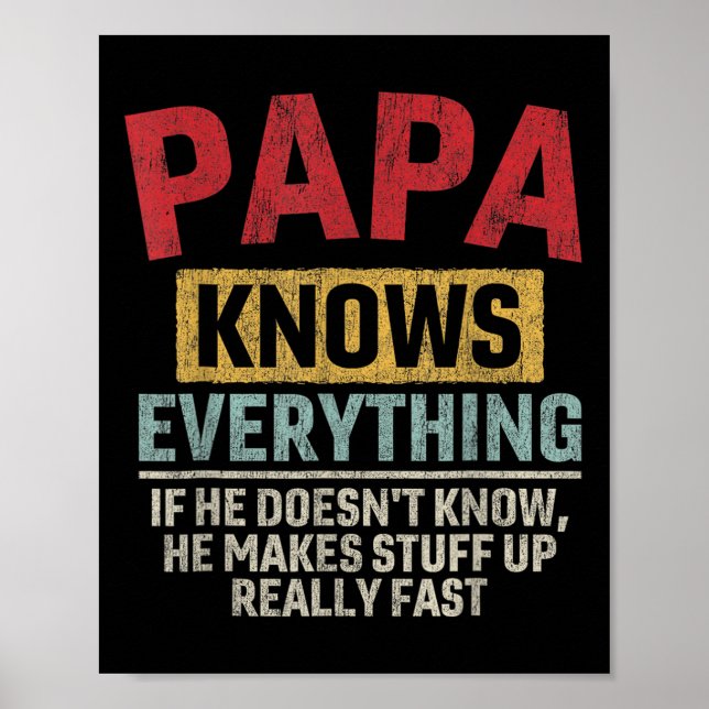 Papa Knows Everything Funny Father&# s Day Papa  Poster (Front)