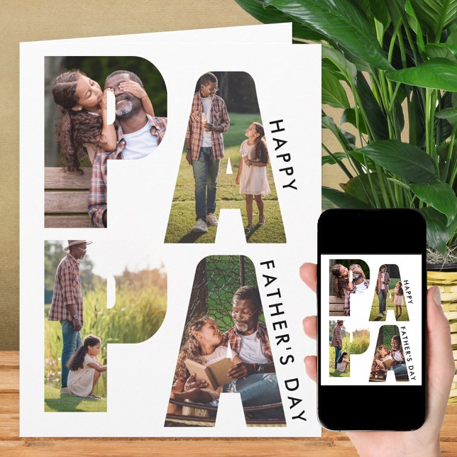 PAPA Letter Cutout Photo Collage Father's Day Card (Creator Uploaded)