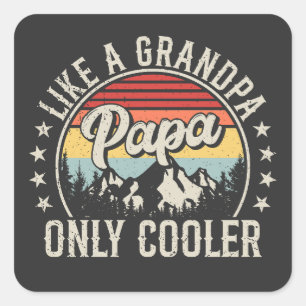 Papa Like a Grandpa Only Cooler Retro Square Sticker