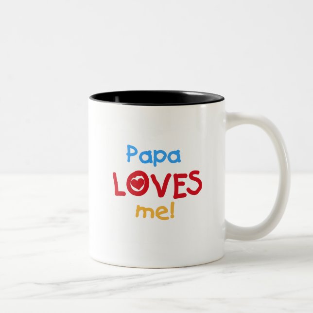 Papa Loves Me T-shirts and Gifts Two-Tone Coffee Mug (Right)