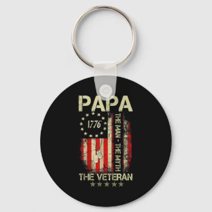 Papa man myth the veteran - fathers day flagPapa m Key Ring