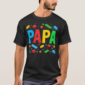 Papa Master Builder Building Bricks Blocks Family T-Shirt