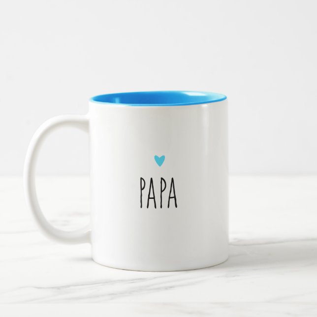 Papa | Modern Dad Custom Heart Colour Two-Tone Coffee Mug (Left)