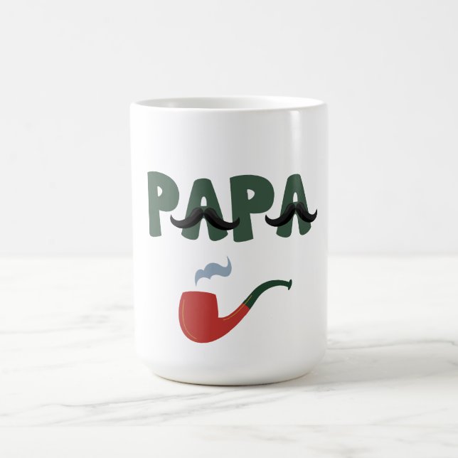 Papa moustache father day white  coffee mug (Center)