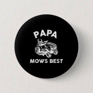 Papa Mows Funny Lawn Mower Father's Day Grandpa  6 Cm Round Badge